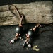 Victorian gypsy earrings- copper spirals, wire wrapped, black glass beads