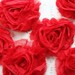 6pcs Shabby Red Chiffon Fabric Rosette Flowers - ROS3