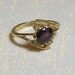 Vintage Ring Garnet Rhinestones Gold Tone Twisted Prong Setting