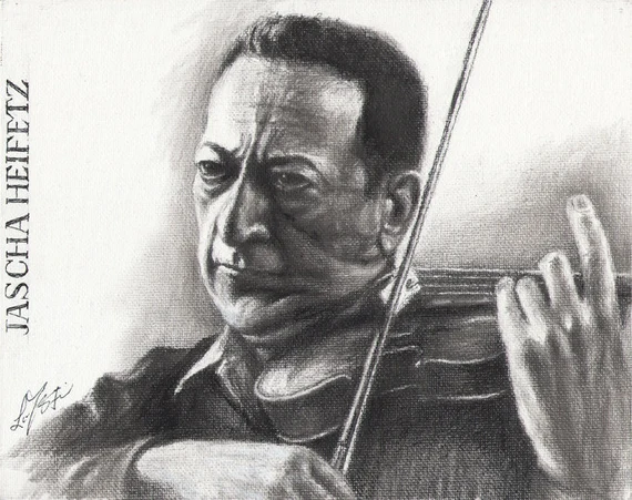 Original Portrait Painting JASCHA HEIFETZ Violinist Musician