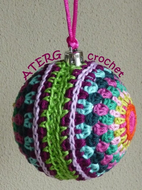 Colorful Christmas ball crochet pattern by by ATERGcrochet on Etsy