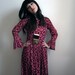 1970's Pink and Purple Maxi Dress with Bell Sleeves
