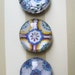Vintage Tile Print, Blue Patttern, Large Domed Glass Magnet, Magnet Set