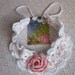 Crochet Girls Head Bands...White Baby head band with Pink Flower...Victorian head band... Baby rose headband...Christening Gift