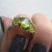 Vintage CHINA Sterling Silver 925 Olivine 3 Stone Ring size 6