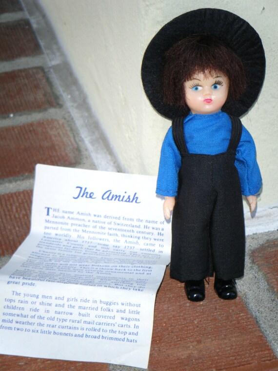 Vintage Souvenir AMISH Boy Doll Lancaster Pennsylvania black