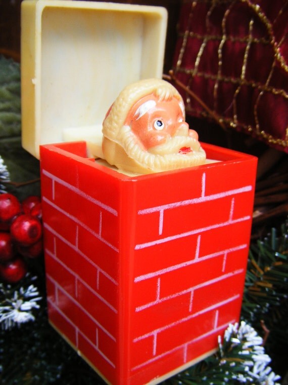Christmas fireplace backgrounds Vintage SANTA Pop Up Chimney Christmas Toy