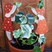 2 Vintage 1940's Wood Cutout & Painted Sun Bonnet Girl Garden Flower Pot Stakes