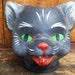 Vintage German 1950's Black Cat Halloween Lantern, made with Pressed Paper Mache