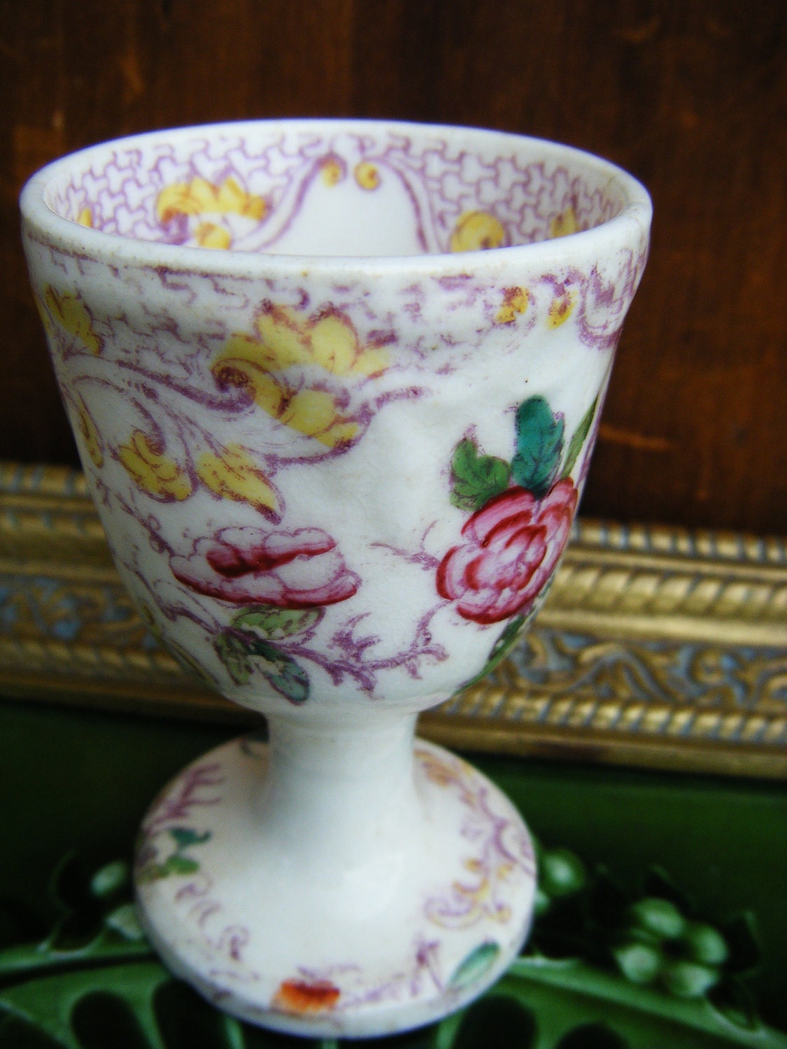 Antique Egg Cup Transferware Ironstone