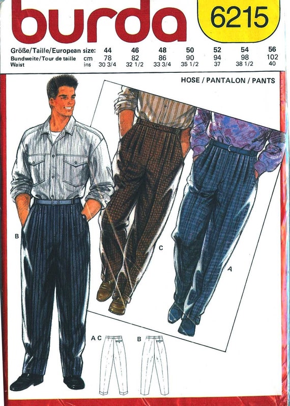 PATTERN Mens Pants/Trousers Burda 6215 Sizes 78 to 102