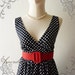 Polka Dot Love - Retro Summer Dress Vintage Inspired Cocktail Cotton Dress in Black Shade Party or Everyday Dress -S-M-