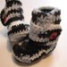 Newborn crochet baby booties. Ankle boots. Black and white with red. Ready to ship.