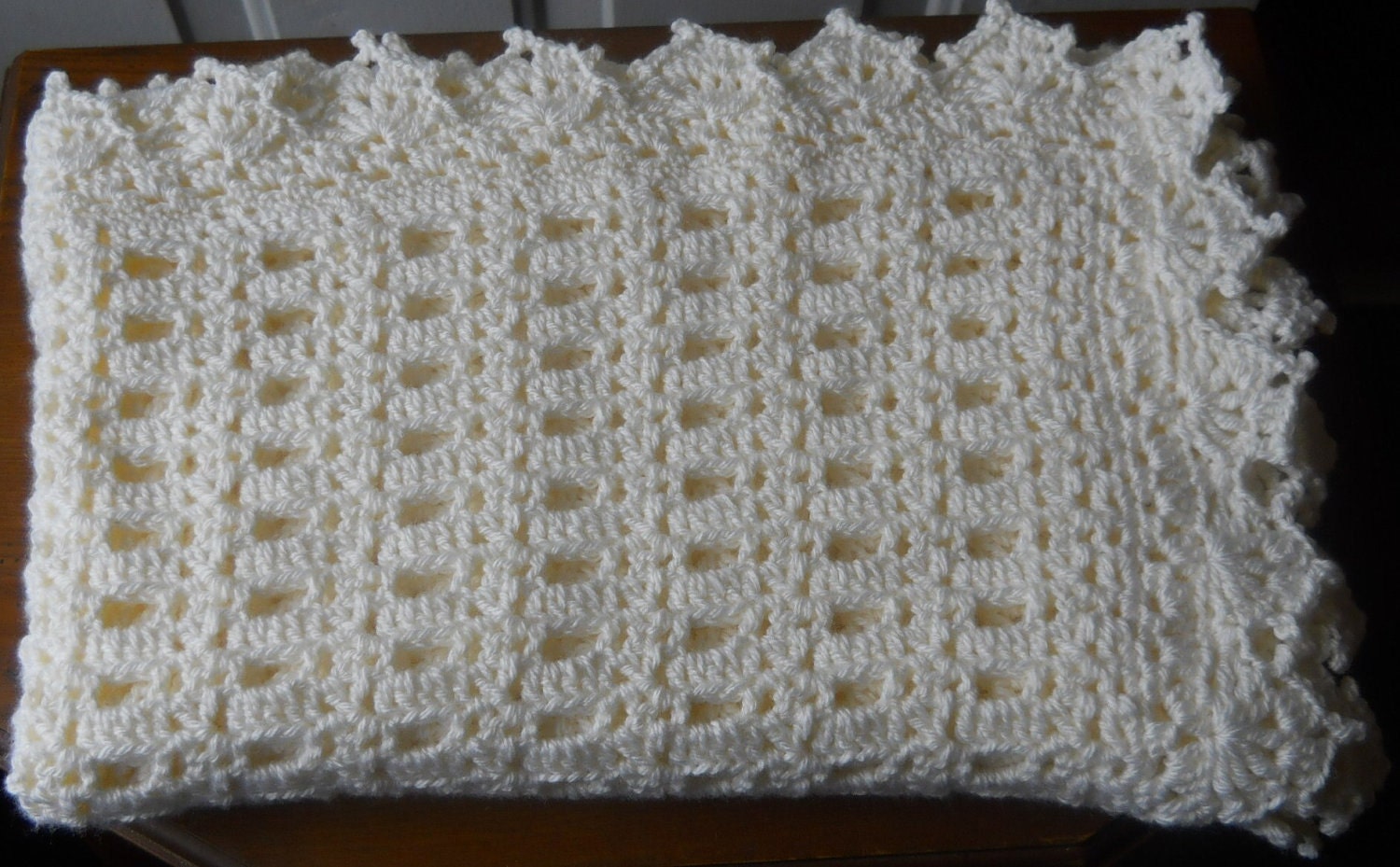 Crochet Baby Blanket Antique White