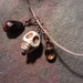 Neclace, Stone Skull, Magic, Faceted Red Tigereye Teardrop, Faceted Lemon Quartz Teardrop,Leather Cord, FREE Shipping