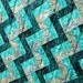 CLEARANCE SALE Batik Patchwork Quilt, Ripple in Turqoise and Teal, Handmade by Pingwynny