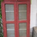 Vintage chippy painted red farm cupboard with light aqua interior shabby chiccottage chic shabby chic prairie
