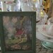 Vintage cottage scene print shabby chic aqua fram cottage chic prairie