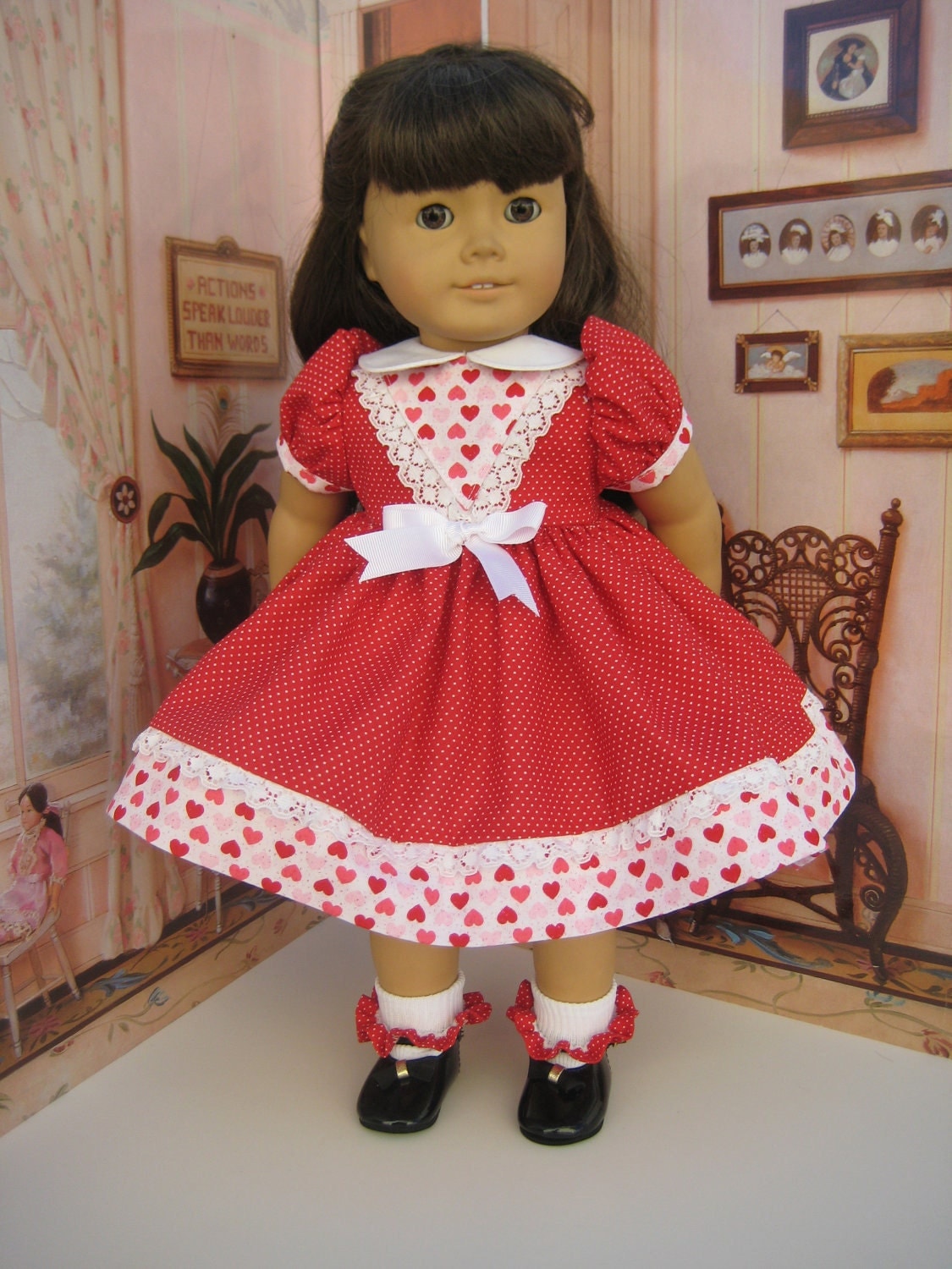 18 inch Doll Clothes American Girl Valentine Dress