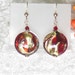 Red Gold Earrings, Murano Glass, Venetian Jewelry, Italian Earrings, Red Disc, Dangle