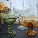 SALE 3 vintage PEDESTAL DiSHES Fall PeAcOcK wedding or home decor