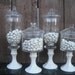Reseved 3 PEDESTAL APOTHECARY JARS - Vintage - CaNdy BaR wedding - You Choose the Color