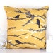Yellow cushion throw pillow yellow pillow bird cushion bird pillow mustard yellow blossom Joel Dewberry Aviary