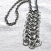 Necklace Metalwork - Rectangle Double Circle - silver gray