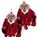 Blood Red Feathers Earrings