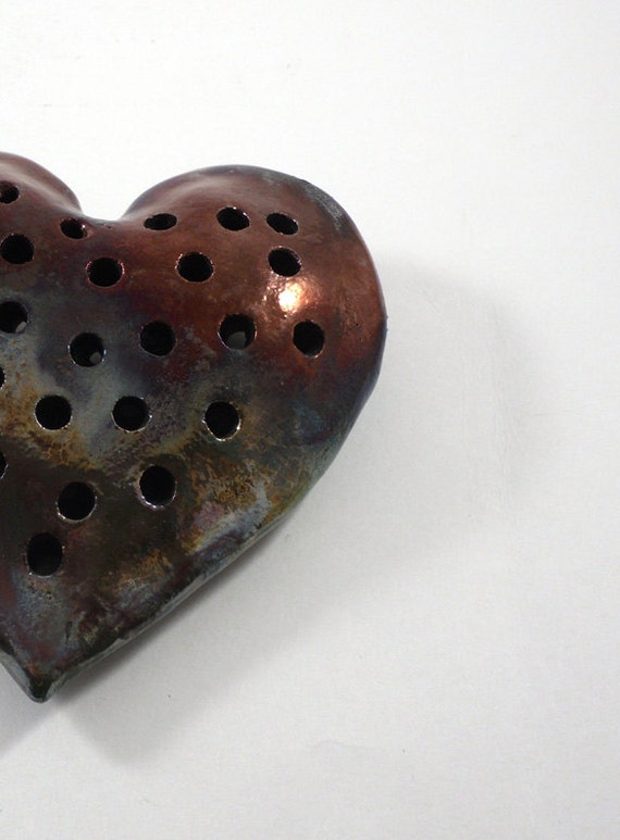 Ceramic Heart Wall Art Raku Pottery FREE SHIPPING