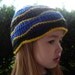 Dory Beanie child's winter hat, crochet in blue, yellow and black from Finding Nemo