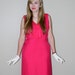 R E S E R V E D for Pamela --- Pink 60's Wiggle Dress / Linen and Silk Cocktail Dress Fuchsia Magenta XL