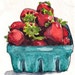 Strawberry art kitchen art fruit painting - Watercolor Original Art Painting