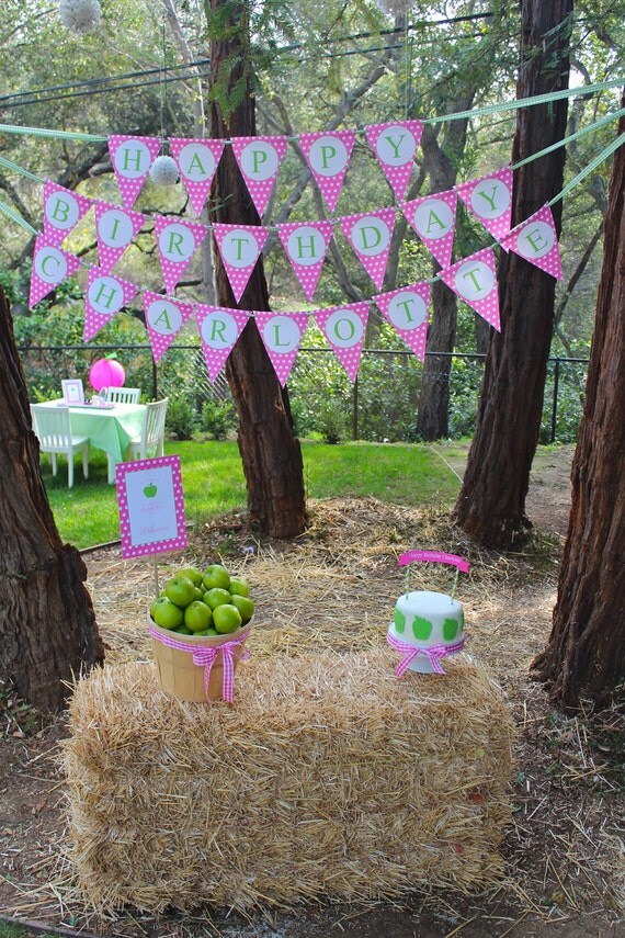 Printable Happy Birthday Banner- Apple of My Eye by Bloom Il_570xn