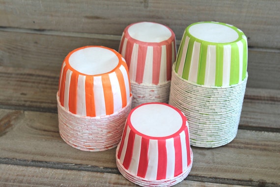 Striped Candy/Baking Cups- You Pick Your Color- Orange, Red, Apple Green Il_570xn