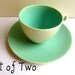 Coffee cup Poole Pottery Twintone Ice Green and Seagull Coffee 1940 british seaside UK 50s 40s pastel