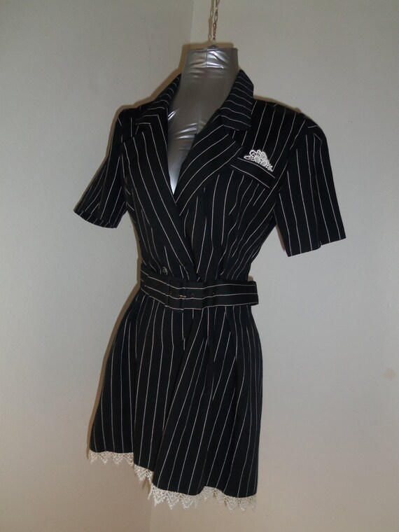 80s Pinstripe Zoot Suit High Waist Shorts by DaisyLaceVintage