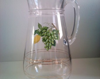 1950's/60's Tall Fruity Glass Jug