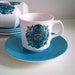 1960s Set of 4 Meakin Blue 'IMPACT' Cups and Saucers