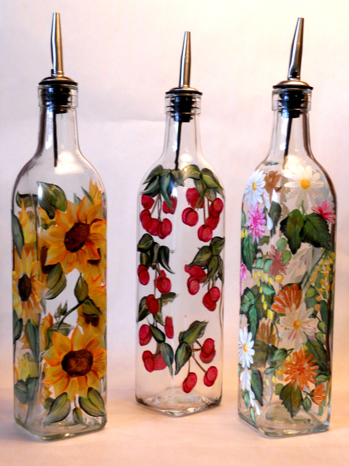 Decorative Olive Oil Dispenser Bottle Hand Painted Bottles For Oils ...