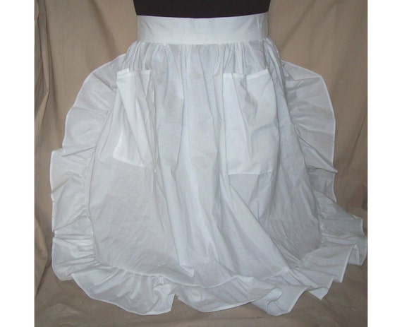 Small/Medium Ruffled Half Apron white solid by LCsCraftHouse