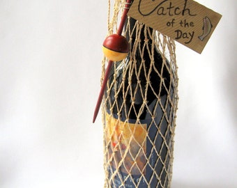 Fishing Net Wine or Gift Bag - Catch of the Day with Round Bobber
