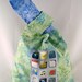 Knitting Project Bag - Loop Handle Tote - Reversible Bag with Apps Panel - Green/Periwinkle