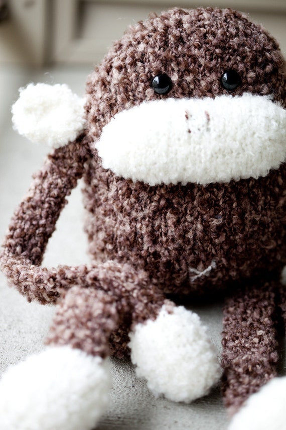 knit monkey stuffed animal