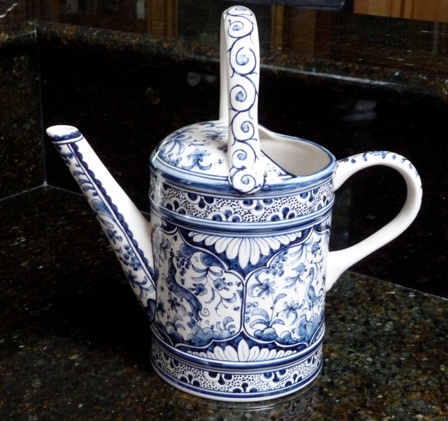 Hand Painted Ceramic Watering Can Ceramica Coimbra Portugal