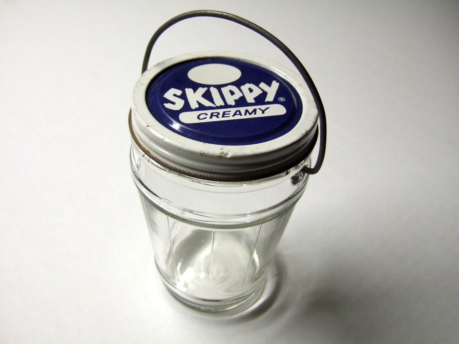 Vintage Skippy Peanut Butter Jar with Lid and Handle