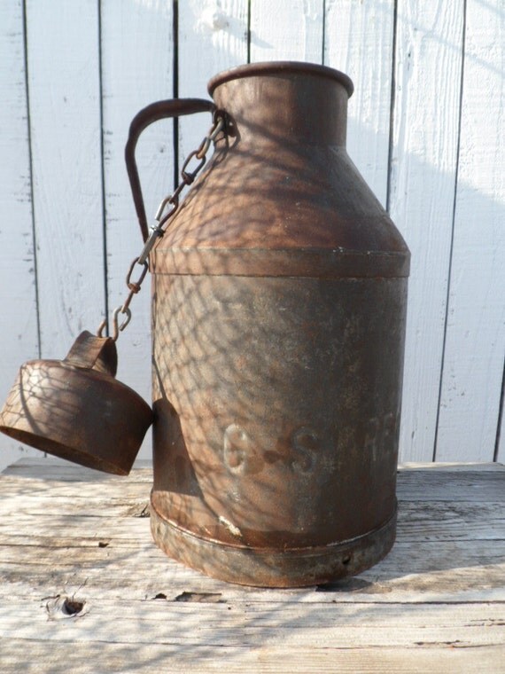 Download Vintage Primitive Metal Milk/Cream Can Yellowimages Mockups