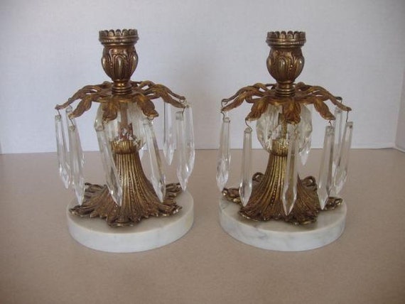 Antique Pair Brass Prisms Candle Holders By Calessabay On Etsy 4406