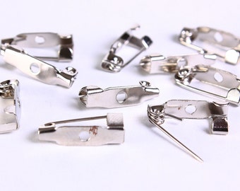 15mm Dark silver Tone Brooch clasp - brooch pin backs - brooch blanks - brooch base - brooch back (177) - Flat rate shipping