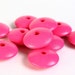 Cyber Monday Sale - 7 German wood large lens disk bead pink 15mm 7pcs (004)